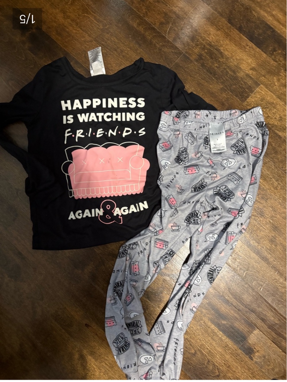 FRIENDS Gray and Pink Cartoon Lounge Pajama Set - bundle up and save!